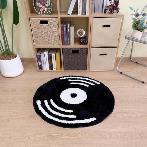 LAKEA Creative Vinyl Record سجادة معنقدة للديكور الداخلي الجمالي للمنزل، سجادة ناعمة لفيلم الرعب (31.5 × 31.5 بوصة) in Kuwait