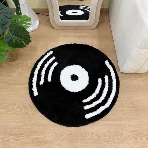 LAKEA Creative Vinyl Record سجادة معنقدة للديكور الداخلي الجمالي للمنزل، سجادة ناعمة لفيلم الرعب (31.5 × 31.5 بوصة) in Kuwait