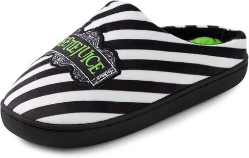 Beetlejuice Unisex Black Mule Slippers | Iconic Logo Design House Shoes| Classic Tim Burton Movie Merchandise in Saudi Arabia