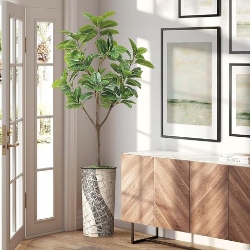 شجرة اصطناعية من SIGNWIN في زارع بنمط هندسي، شجرة حرير شجرة Dracaena المزيفة لتزيين المنزل الداخلي والخارجي - بطول 66 بوصة بشكل عام (وعاء نباتي بالإضافة إلى شجرة) in Saudi Arabia