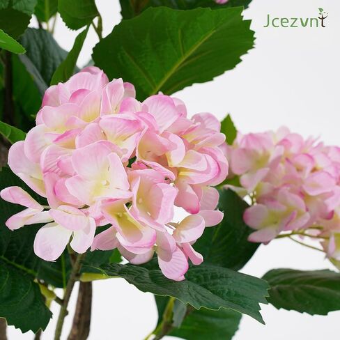 Artificial Hydrangea Tree 2 Pack, 3FT Faux Hydrangea Plant in Pot with Pink Flowers, Greenery Potted Plant for Indoor Outdoor Office Home Porch Decor, Pink in Saudi Arabia