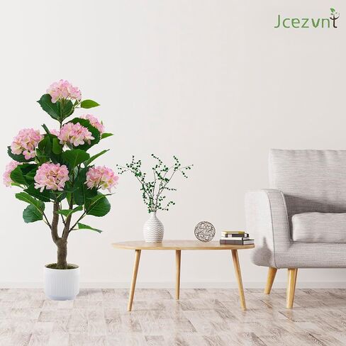 Artificial Hydrangea Tree 2 Pack, 3FT Faux Hydrangea Plant in Pot with Pink Flowers, Greenery Potted Plant for Indoor Outdoor Office Home Porch Decor, Pink in Saudi Arabia
