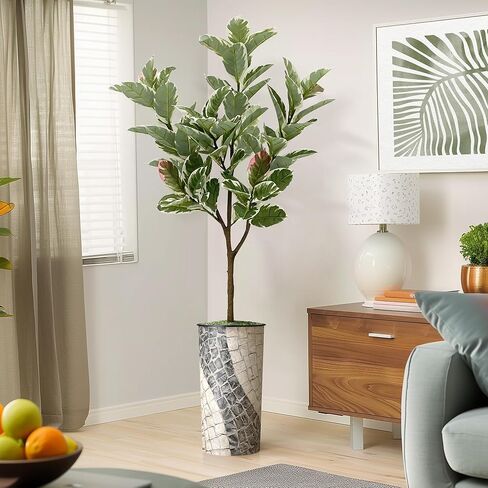 شجرة اصطناعية من SIGNWIN في زارع بنمط هندسي، شجرة حرير شجرة Dracaena المزيفة لتزيين المنزل الداخلي والخارجي - بطول 66 بوصة بشكل عام (وعاء نباتي بالإضافة إلى شجرة) in Saudi Arabia
