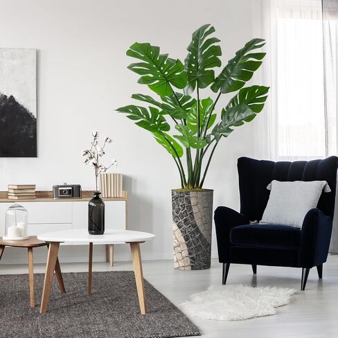 شجرة اصطناعية من SIGNWIN في زارع بنمط هندسي، شجرة حرير شجرة Dracaena المزيفة لتزيين المنزل الداخلي والخارجي - بطول 66 بوصة بشكل عام (وعاء نباتي بالإضافة إلى شجرة) in Saudi Arabia