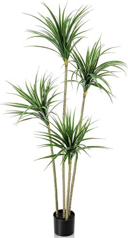 Jexine 5 أقدام Dracaena Marginata الاصطناعية، شجرة نبات Dracaena الاصطناعية الطويلة، نبات أرضي صناعي استوائي مع وعاء شجرة ديكور داخلية وخارجية لديكور المنزل والمكتب هدية الترحيب بالمنزل in Saudi Arabia