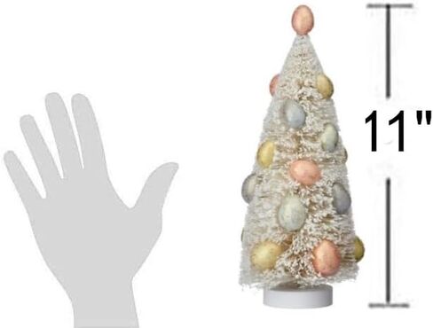 The Bridge Collection Set of 2 Easter Bottle Brush Trees - Vintage Inspired Trees Adorned with Colorful Pastel Egg Ornaments - Perfect for Holiday and Spring Themed Displays in Saudi Arabia