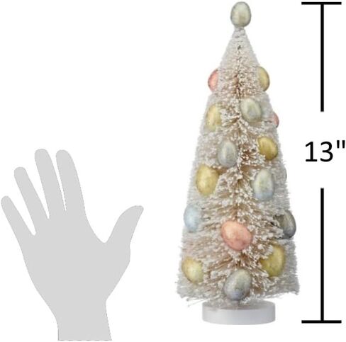 The Bridge Collection Set of 2 Easter Bottle Brush Trees - Vintage Inspired Trees Adorned with Colorful Pastel Egg Ornaments - Perfect for Holiday and Spring Themed Displays in Saudi Arabia