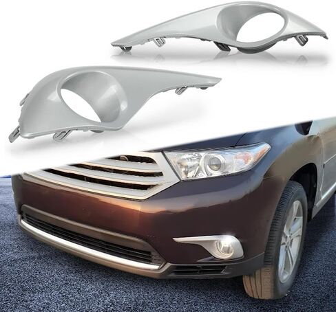 CHEDA Front Bumper Fog Light Lamp Cover Bezel Trim Driver and Passenger Side Compatible with Toyota Highlander 2011-2013 TO1038154 TO1039154 814810E060 814820E080 in Saudi Arabia