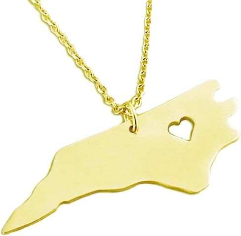 Meiligo 18K الذهب والفضة خريطة البلد سحر قلادة ولاية كارولينا الشمالية خريطة قلادة المجوهرات in Kuwait