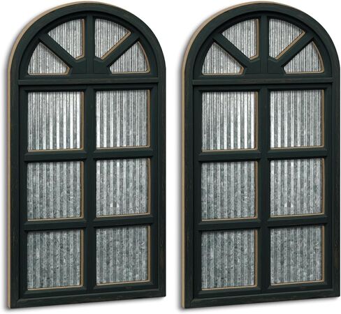 Putuo Decor Weathered White Arched Window Wall Decor, Distressed Wood Hanging Frame for Farmhouse or Cottage Style Walls Weathered White in Saudi Arabia