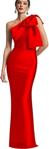 TORYEMY One Shoulder Mermaid Prom Dress with Bow 2025 Satin Long Bridesmaid Dresses Back Split Formal Evening Gown in Saudi Arabia