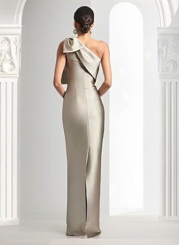 TORYEMY One Shoulder Mermaid Prom Dress with Bow 2025 Satin Long Bridesmaid Dresses Back Split Formal Evening Gown in Saudi Arabia