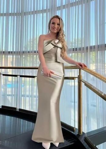 TORYEMY One Shoulder Mermaid Prom Dress with Bow 2025 Satin Long Bridesmaid Dresses Back Split Formal Evening Gown in Saudi Arabia