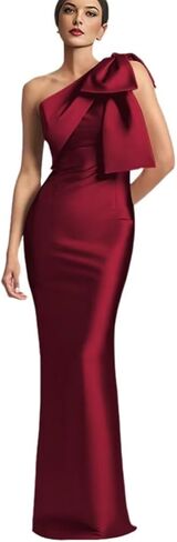 TORYEMY One Shoulder Mermaid Prom Dress with Bow 2025 Satin Long Bridesmaid Dresses Back Split Formal Evening Gown in Saudi Arabia