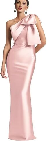TORYEMY One Shoulder Mermaid Prom Dress with Bow 2025 Satin Long Bridesmaid Dresses Back Split Formal Evening Gown in Saudi Arabia