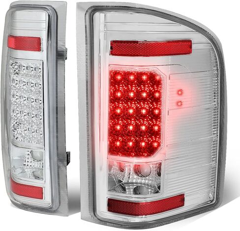 مصابيح خلفية أوتوماتيكية متوافقة مع 2007-2014 Chevy Silverado 1500 2500HD 3500HD، مصباح فرامل 20 LED من جانب السائق والراكب، عدسات شفافة مبيت من الكروم in Kuwait