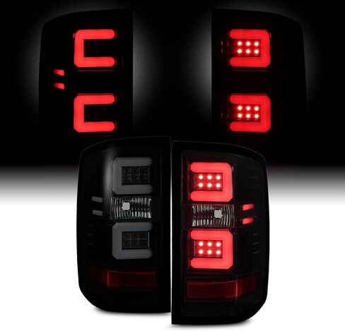 AKKON - لـ [أنبوب LED مزدوج على شكل C] 2016 2017 2018 تشيفي سيلفرادو 1500 مصباح ضوء الفرامل الذيل الأسود المدخن in Saudi Arabia
