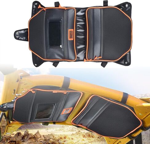 for Can Am Maverick X3 Roof Bag, UTV X3 Overhead Roof Storage Bag for Can Am Maverick X3 2017-2023 Accessories Water Resistant Multi Pockets Easy to Install (Orange Piping) in Kuwait