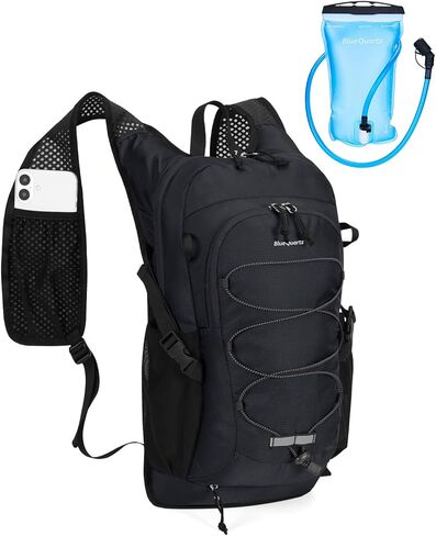 حقيبة ظهر مرطبة من الكوارتز الأزرق مع مثانة مياه سعة 2 لتر، حقيبة ظهر للمشي لمسافات طويلة سعة 18 لترًا للنساء والرجال، حزمة مياه خفيفة الوزن مع جيب للهاتف للوصول السريع، حزمة ترطيب لركوب الدراجات والجري وركوب الدراجات in Kuwait