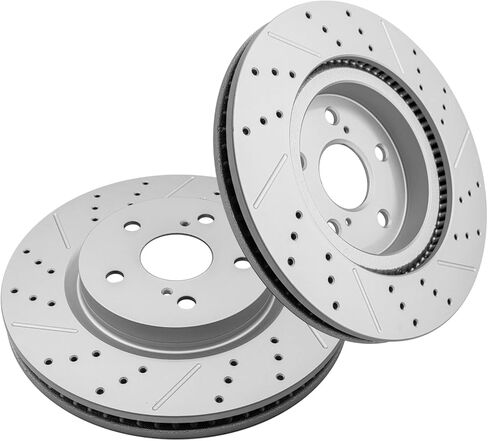 Front Drilled & Slotted Disc Brake Rotors for 2018-2024 Toyota Camry, 2022-2024 Corolla, 2019-2024 RAV4, Prius, Venza, C-HR, Lexus ES250 ES300h ES350 UX200 UX250h in Saudi Arabia