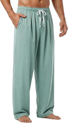 Mens Pajama Pants - Moisture Wicking Bamboo Viscose Cotton Soft Cooling Sleep Bottoms for Home & Lounge in Saudi Arabia