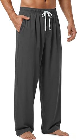 Mens Pajama Pants - Moisture Wicking Bamboo Viscose Cotton Soft Cooling Sleep Bottoms for Home & Lounge in Saudi Arabia
