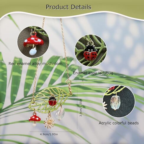CASONA Car Hanging Decor,Lucky Rear View Mirror Dangling Car Charm,Handmade Ladybug Mushroom Daisy Leaf Boho Nature Decoration Ornament Gift for Women Teens in Saudi Arabia