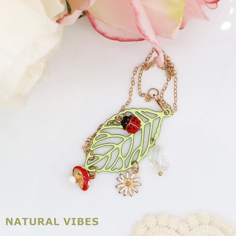 CASONA Car Hanging Decor,Lucky Rear View Mirror Dangling Car Charm,Handmade Ladybug Mushroom Daisy Leaf Boho Nature Decoration Ornament Gift for Women Teens in Saudi Arabia