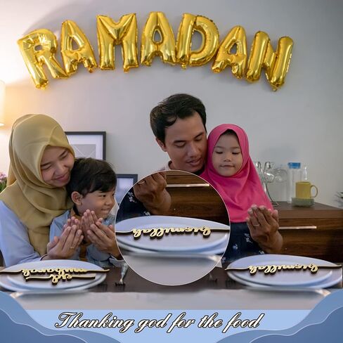 Tatuo 16 Pcs Ramadan Decorations for Home 2026 Ramadan Mubarak Plate Setting Hanging Wooden Word Eid Mubarak Wood Letter Signs Islamic Table Decor for Muslim Kitchen Home Tabletop Settings Ornaments in Saudi Arabia