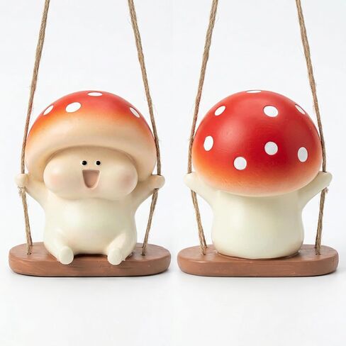 Cute Swinging Mushroom Car Mirror Hanging Ornament Playful Auto Dashboard Decor Accessories for Women Men Adorable Rearview Mirror Charm and Mushroom Gift for Car Lovers in Kuwait