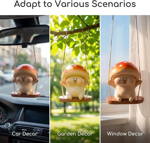 Cute Swinging Mushroom Car Mirror Hanging Ornament Playful Auto Dashboard Decor Accessories for Women Men Adorable Rearview Mirror Charm and Mushroom Gift for Car Lovers in Kuwait