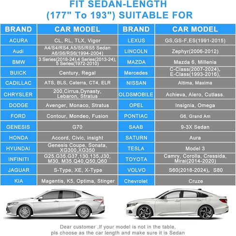6 Layers Car Cover Waterproof All Weather,Heavy Duty Outdoor Car Cover Fit for Toyota Camry/Corolla 2014-2020, Full Exterior Cover for Tesla Model 3 BWM 3 4 5 Series (Length180-193inch) in Saudi Arabia