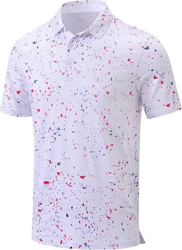 QPNGRP Men's Print Golf Shirt Short Sleeve Dry Fit Moisture Wicking Performance Polo Shirts in Saudi Arabia