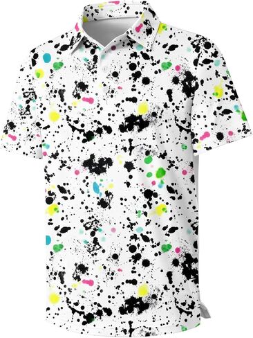 Boys Performance Polo Shirt Short Sleeve Moisture Wicking Active Casual Print Collared Golf Shirts for Boy Size 5-14 in Kuwait