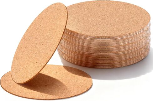 30 Pcs Self-Adhesive Cork Round Sheets for DIY Coasters, 3 Inch Cork Tiles Backing Sheets Round Backing Corks Tiles Mat with Strong Adhesive-Backed for DIY Crafts Board in Kuwait