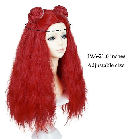 Probeauty Long Red Curly Wig for Girls Kids, Princess Red Movie Costume Wig with Buns for Halloween Cosplay Party in Kuwait