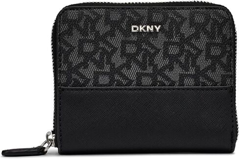 سحاب Vela-SMALL النسائي من DKNY حول المحفظة، شعار أسود وأسود in Saudi Arabia