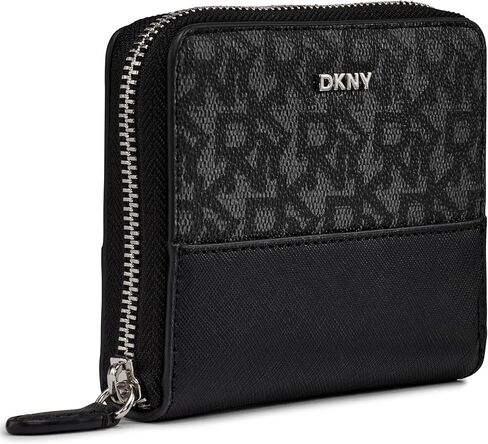 سحاب Vela-SMALL النسائي من DKNY حول المحفظة، شعار أسود وأسود in Saudi Arabia