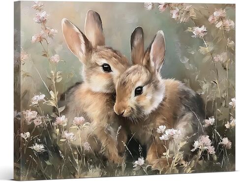 الحديثة الأرنب عيد الفصح الحمام جدار الفن طباعة لطيف الاستحمام الأرنب قماش اللوحة صورة عيد الفصح جدار ديكور للمنزل الحمام 8x10 بوصة مؤطرة in Kuwait