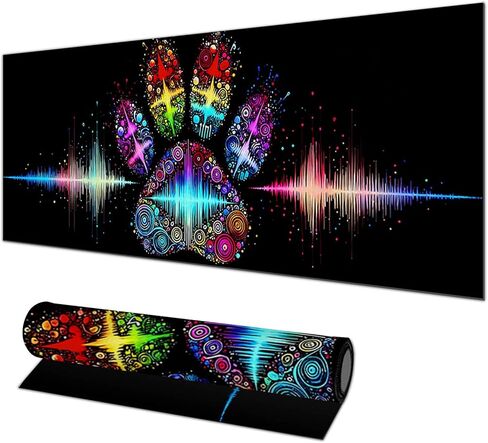 Blue Purple Floral Art Large Mouse Pad Gaming Mousepad 31.5x11.8 Inch Non-Slip Keyboard Desktop Protector Mat Diatomite XL Mouse Pad for Home and Office Desk Accessories in Saudi Arabia