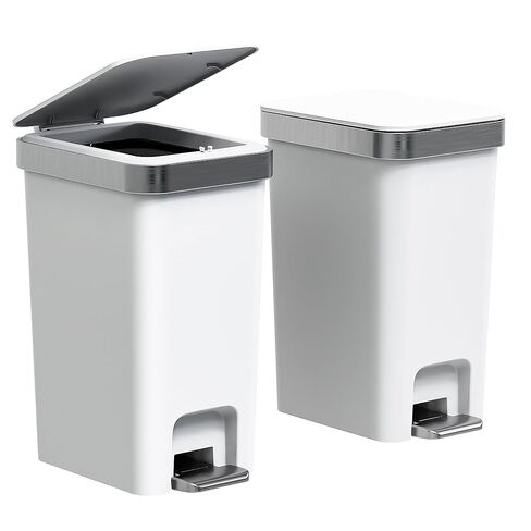 Small Bathroom Trash Can with Lid Soft Close, 10 Liter/2.6 Gallon Slim Garbage Can-Metal Step and Press top Lid, Mini Modern Waste Basket for Toilet, Office, Bedroom,Dorm,Dark Gray in Saudi Arabia