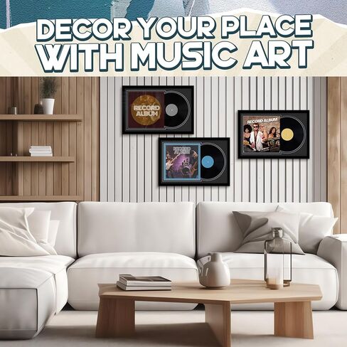 4 Pcs Vinyl Record Display Frame 16x22 Inches Double Groove Record Album Frame and 12.5×12.5 Inch Album Cover Art for Wall Mounting Home Decor (Black Matting) in Saudi Arabia