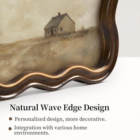 Afuly 8x10 Picture Frame Wood Vintage Natural Curved Photo Display Rustic Wavy Scalloped Brown Antique Home Decor Wall Hanging Tabletop Unique Anniversary Birthday for Family Friends Mom Grandma in Kuwait