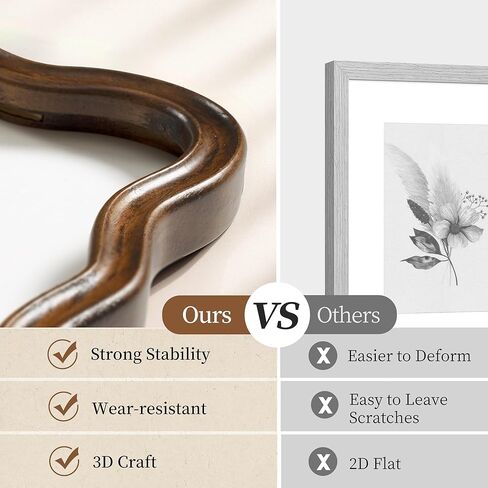 Afuly 8x10 Picture Frame Wood Vintage Natural Curved Photo Display Rustic Wavy Scalloped Brown Antique Home Decor Wall Hanging Tabletop Unique Anniversary Birthday for Family Friends Mom Grandma in Kuwait