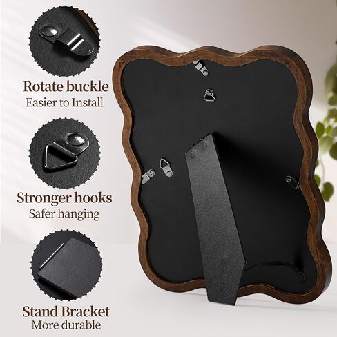 Afuly 8x10 Picture Frame Wood Vintage Natural Curved Photo Display Rustic Wavy Scalloped Brown Antique Home Decor Wall Hanging Tabletop Unique Anniversary Birthday for Family Friends Mom Grandma in Kuwait