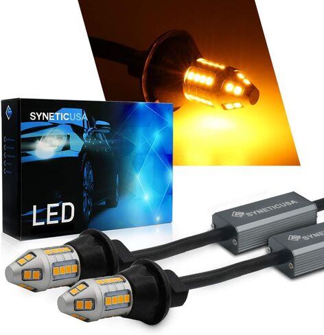 Syneticusa 1157 Error Free Canbus Ready Yellow/Amber LED Front/Rear Turn Signal Light Bulbs DRL Parking Lamp No Hyper Flash All in One (30 LEDs) in Saudi Arabia