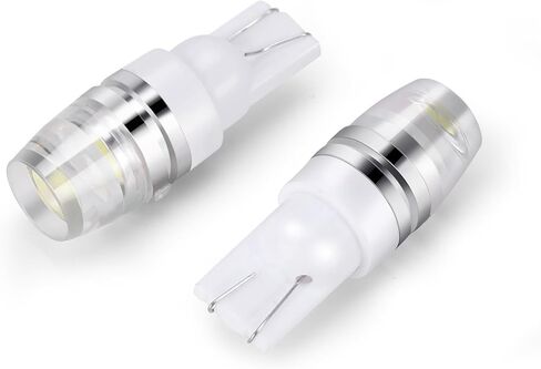 10 قطع T10 194 لمبات LED 12 فولت 1 وات - 6000 كيلو زينون أبيض 5730 رقائق 110LM للوحة الترخيص/وقوف السيارات/الأضواء الداخلية | عمر 50,000 ساعة، T10/T15/194 مناسب عالميًا in Kuwait
