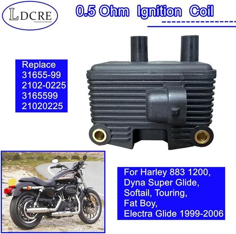 ملف إشعال 0.5 أوم لـ Harley 883 1200، Dyna Super Glide، Softail، Touring، Fat Boy، Electra Glide 1999-2006 استبدال 31655-99 2102-0225 3165599 21020225 in Saudi Arabia