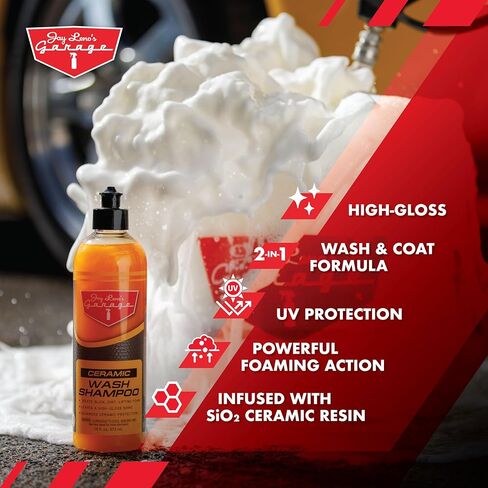 صابون غسيل السيارات بشامبو سيراميك جراج من جاي لينو مع حماية من السيراميك SiO2 ورغوة عالية ولمعان معزز للمركبات المغلفة وغير المطلية (16 أونصة) in Kuwait