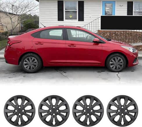 CPW 15 بوصة 4 قطع Hubcaps متوافقة مع Hyundai Accent Sedan 2018-2022، 2018-2023 Kia Rio Sedan/Rio5، و2014-2025 Mitsubishi Mirage، تركيب بمسمار، مادة PP 1 مجموعة من 4 (فضية طلاء) in Kuwait